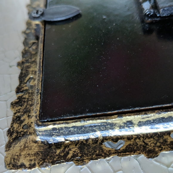 Metal picture frame with yellow stones, glass/picture size 3"x3" - Picture 6 of 8